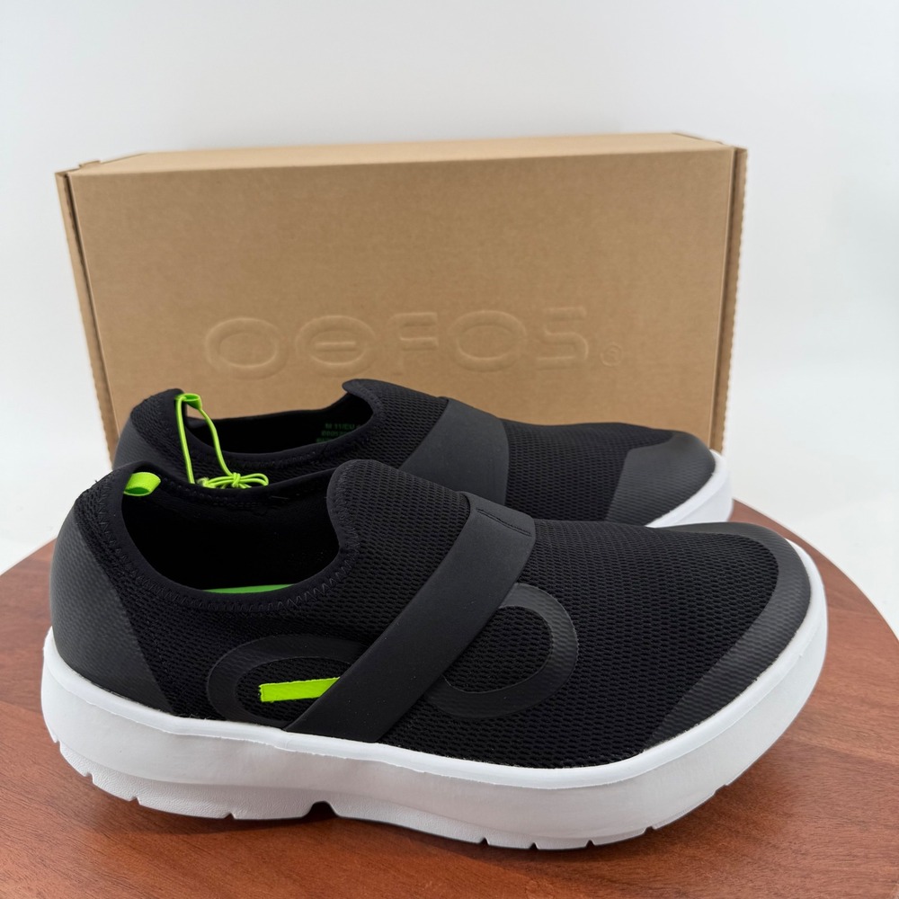 OOFOS OOmg Low Mesh Sneaker Black White Recovery Shoe 5080 Men 11